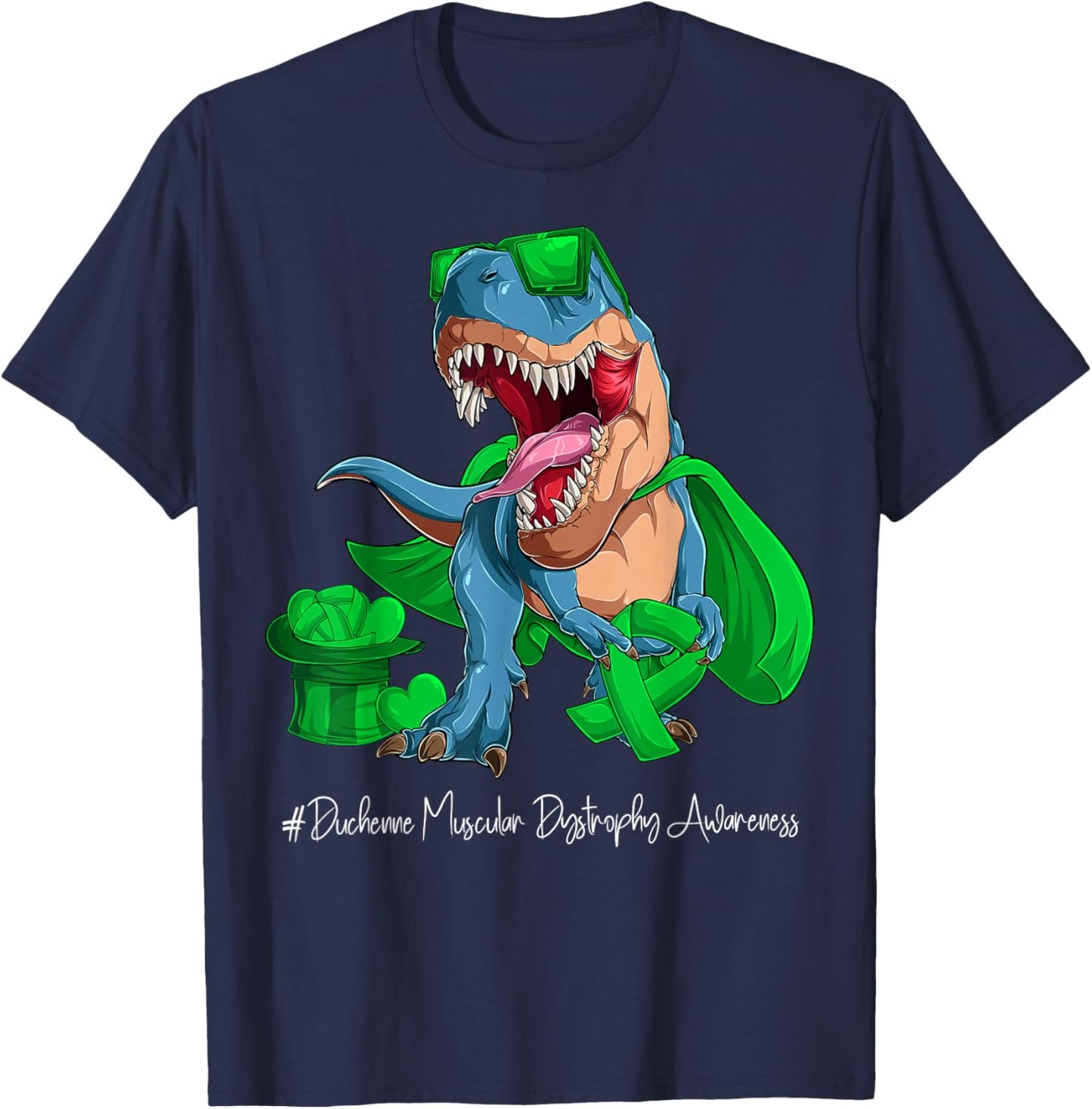 Duchenne Muscular Dystrophy Awareness Month Green Ribbon T-Shirt - T-Shirt | Navy