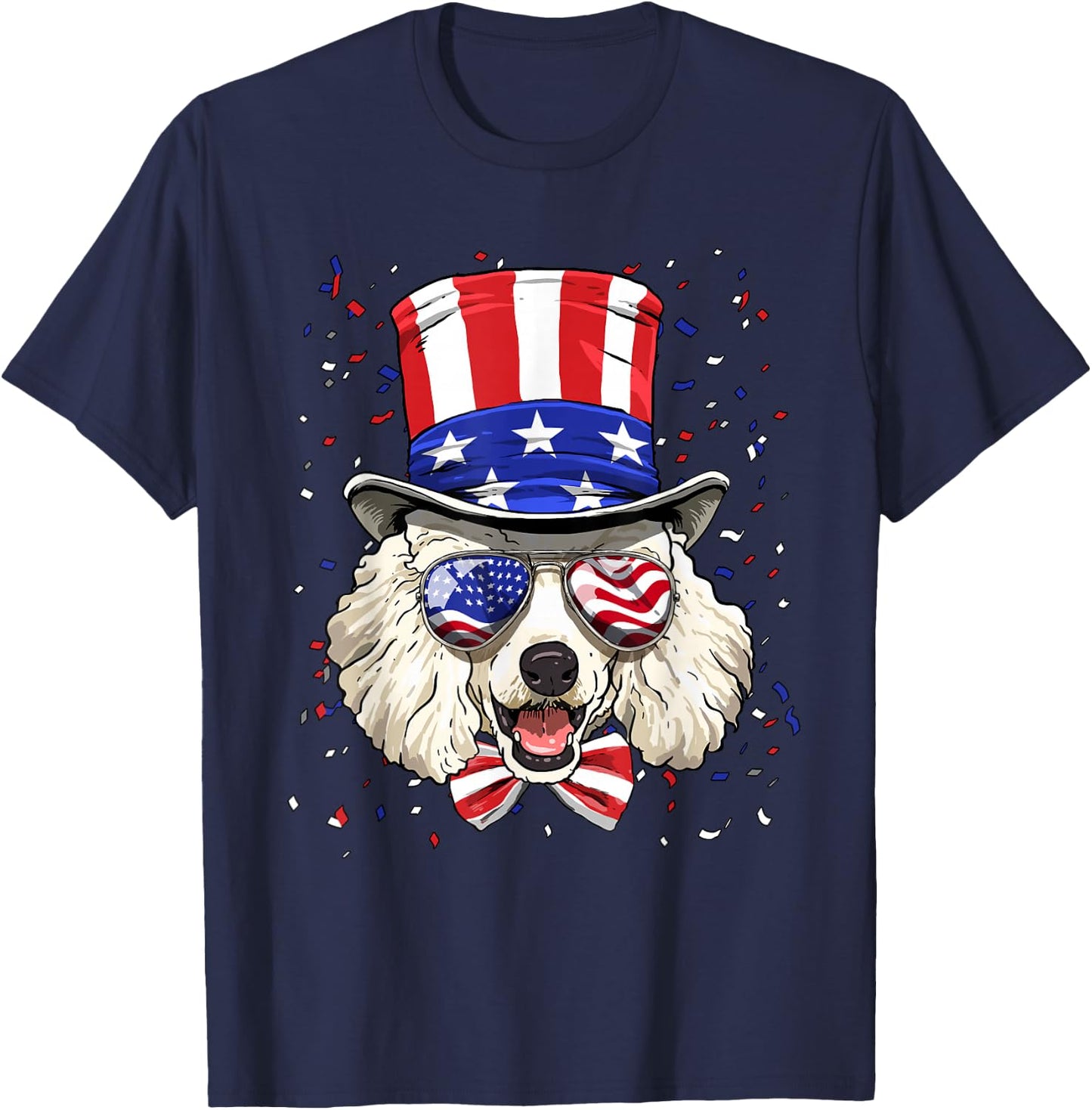 4th of July Patriotic Poodle Merica USA Flag Poodle Lover T-Shirt - T-Shirt | Navy