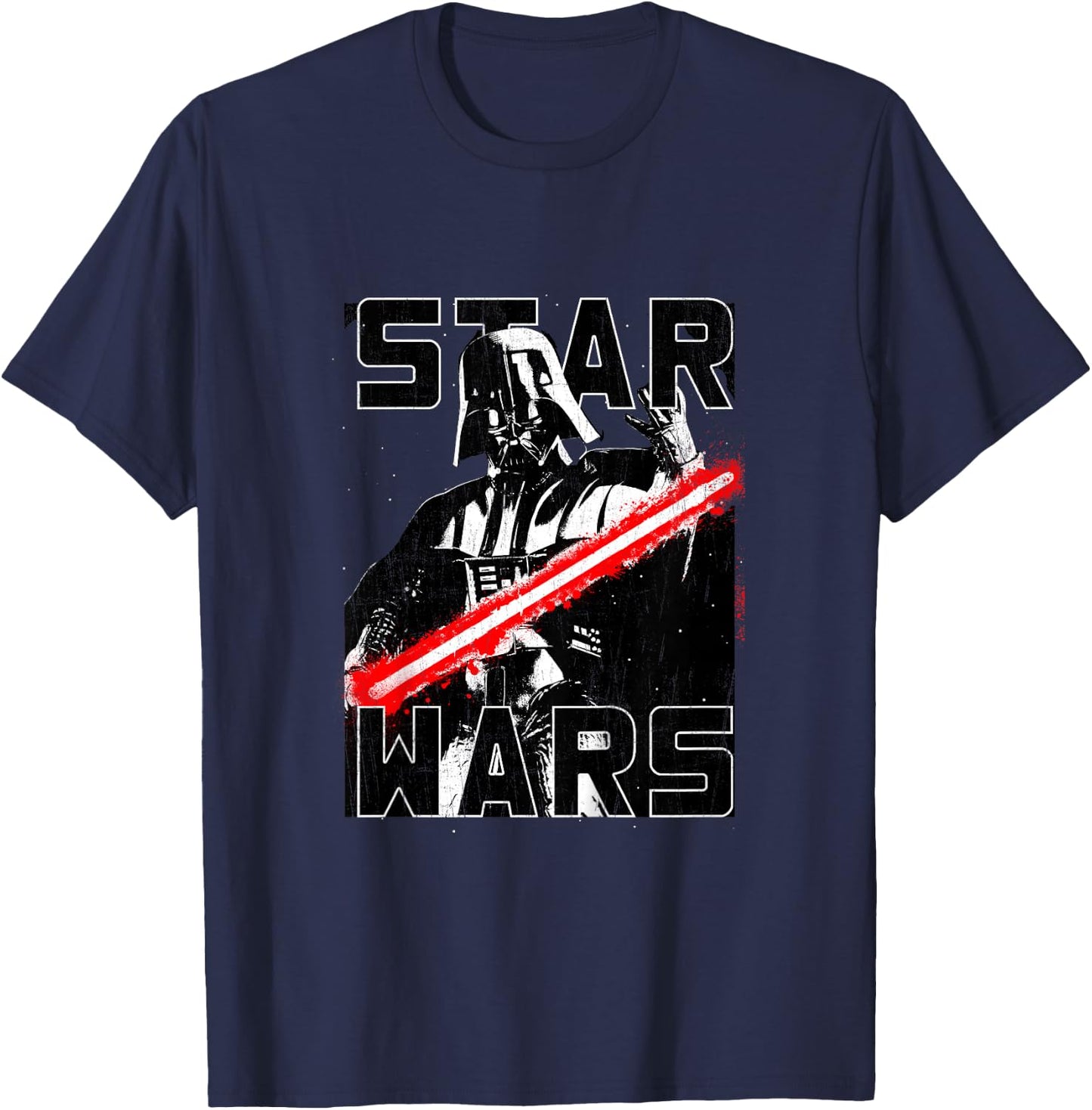 Kids Star Wars Classic Distressed Darth Vader Retro Lightning T-Shirt - T-Shirt | Navy