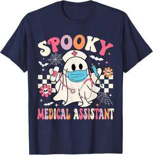 Groovy Spooky Medical Assistant Cute Halloween Med Assistant T-Shirt - T-Shirt | Navy