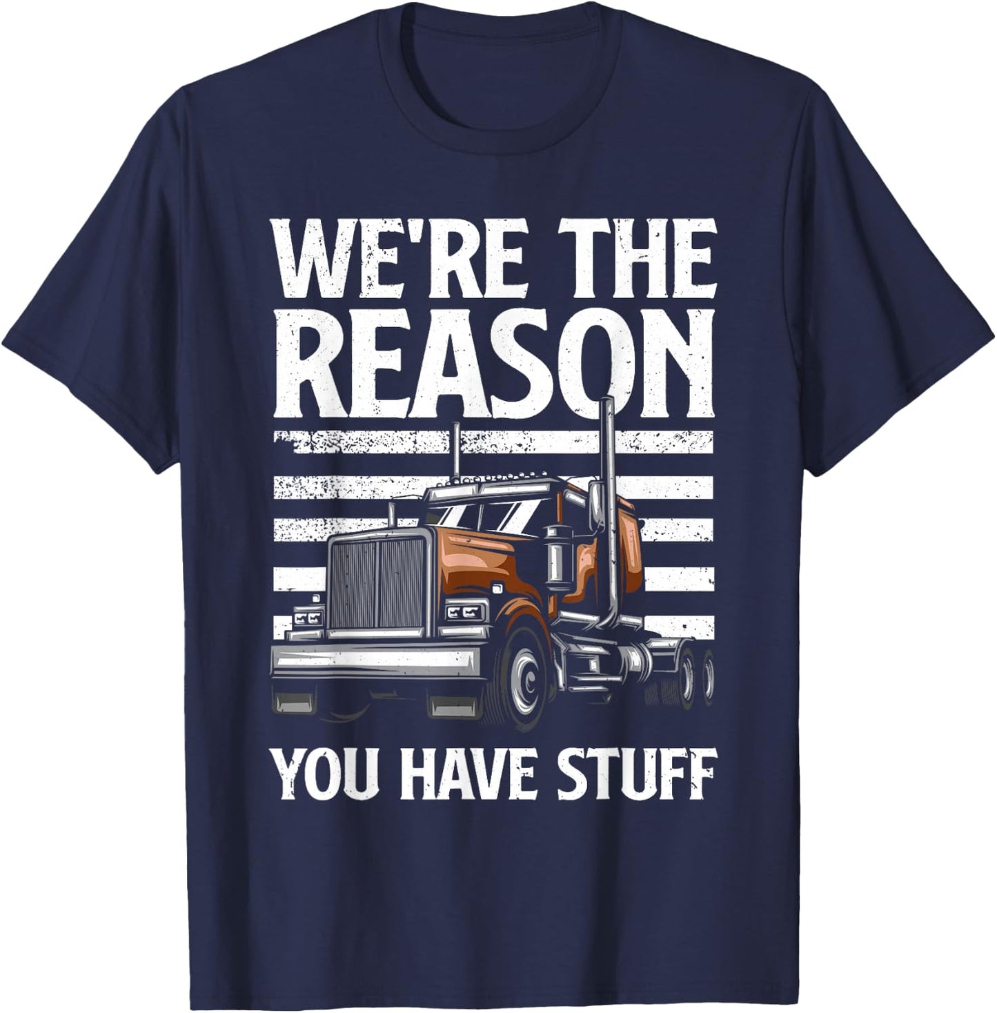 Funny Trucker Design Women Semi Truck Driver Lover T-Shirt - T-Shirt | Navy