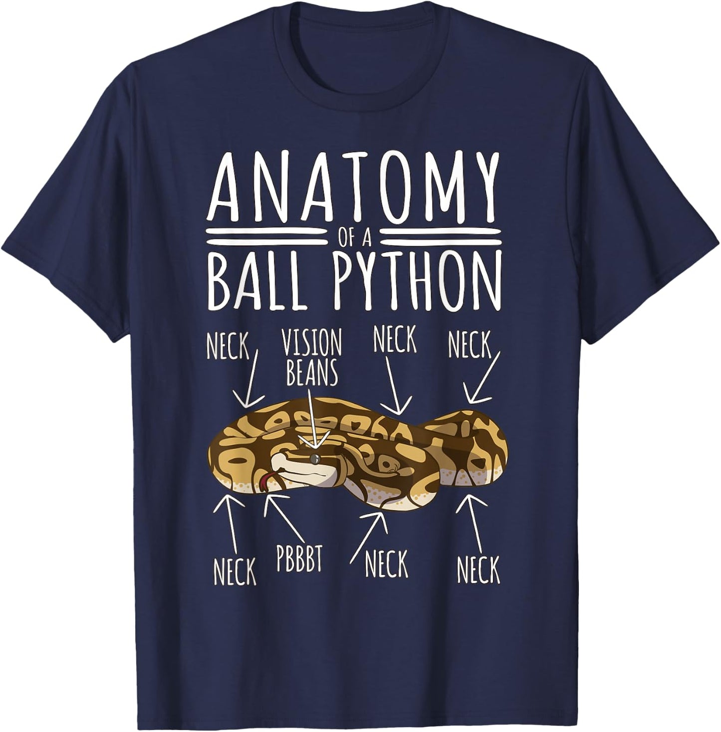 Python Snake Owner - Anatomy Of A Ball Python T-Shirt - T-Shirt | Navy