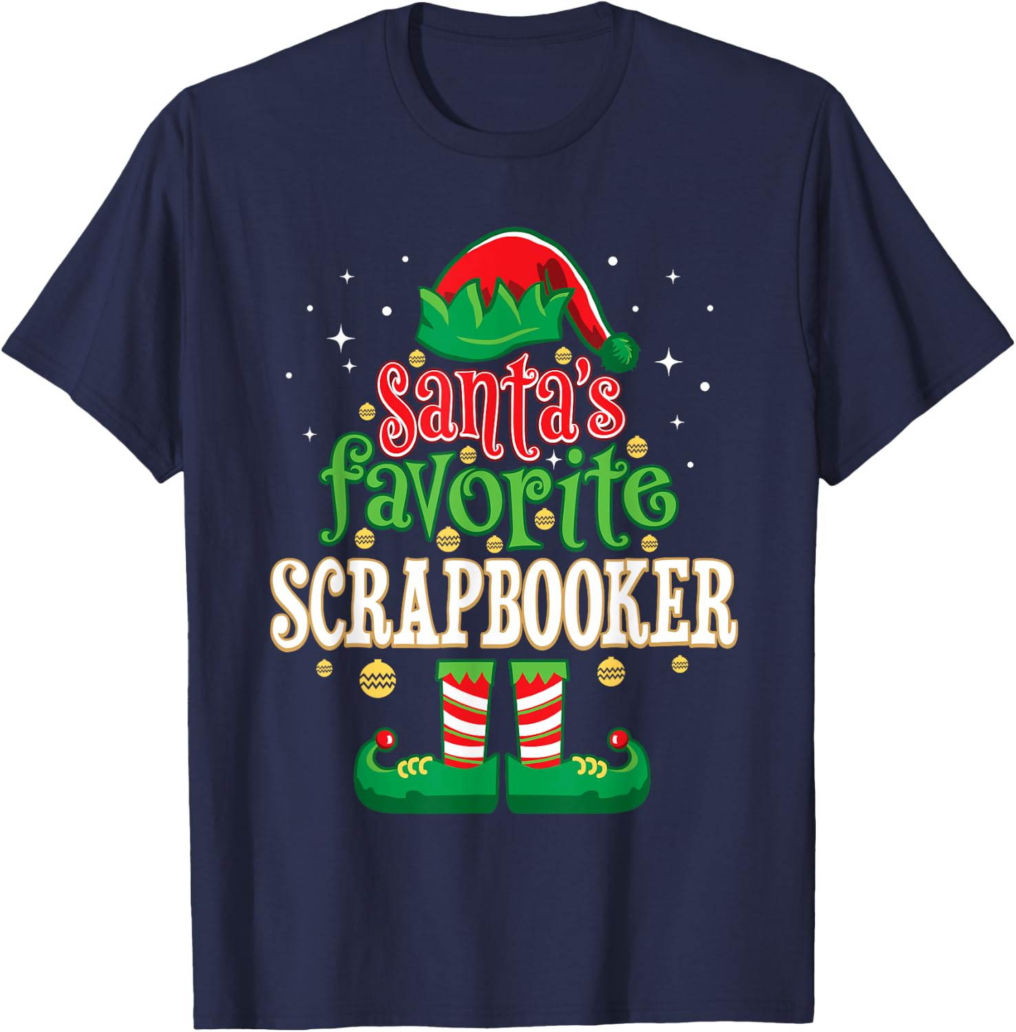 Santa's Favorite Scrapbooker Christmas Matching Scrapbooking T-Shirt - T-Shirt | Navy