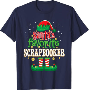 Santa's Favorite Scrapbooker Christmas Matching Scrapbooking T-Shirt - T-Shirt | Navy