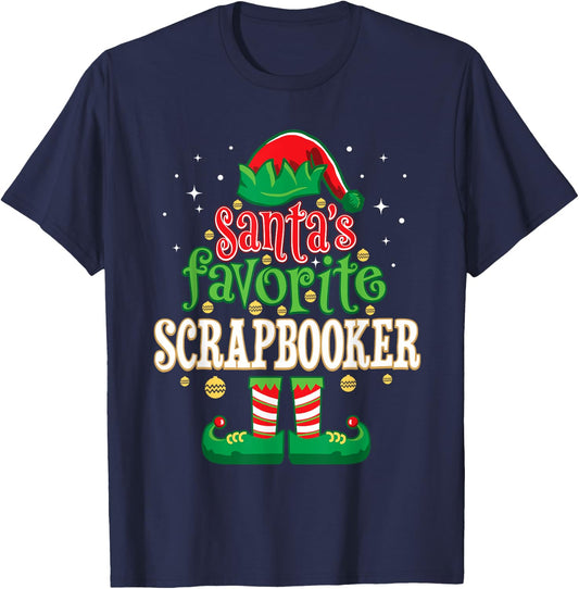 Santa's Favorite Scrapbooker Christmas Matching Scrapbooking T-Shirt - T-Shirt | Navy