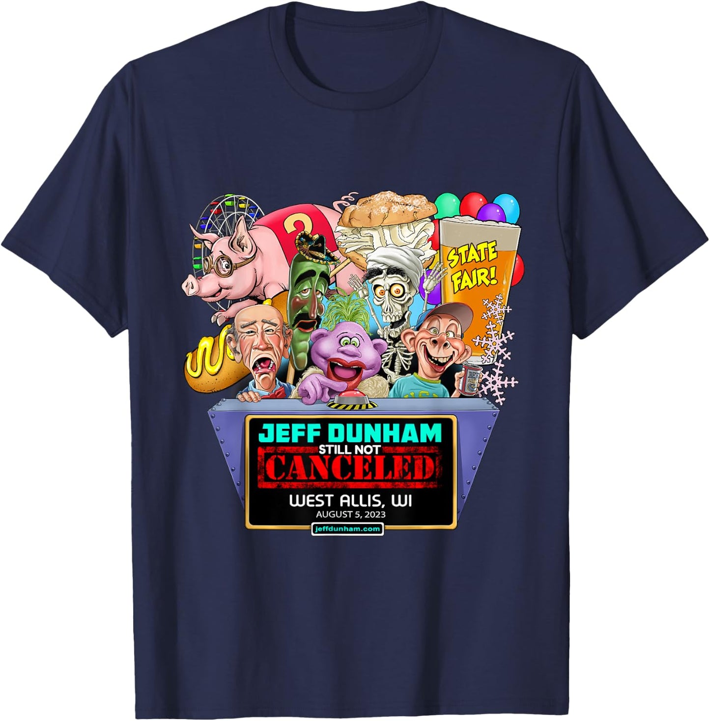 Jeff Dunham West Allis, WI (2023) T-Shirt - T-Shirt | Navy
