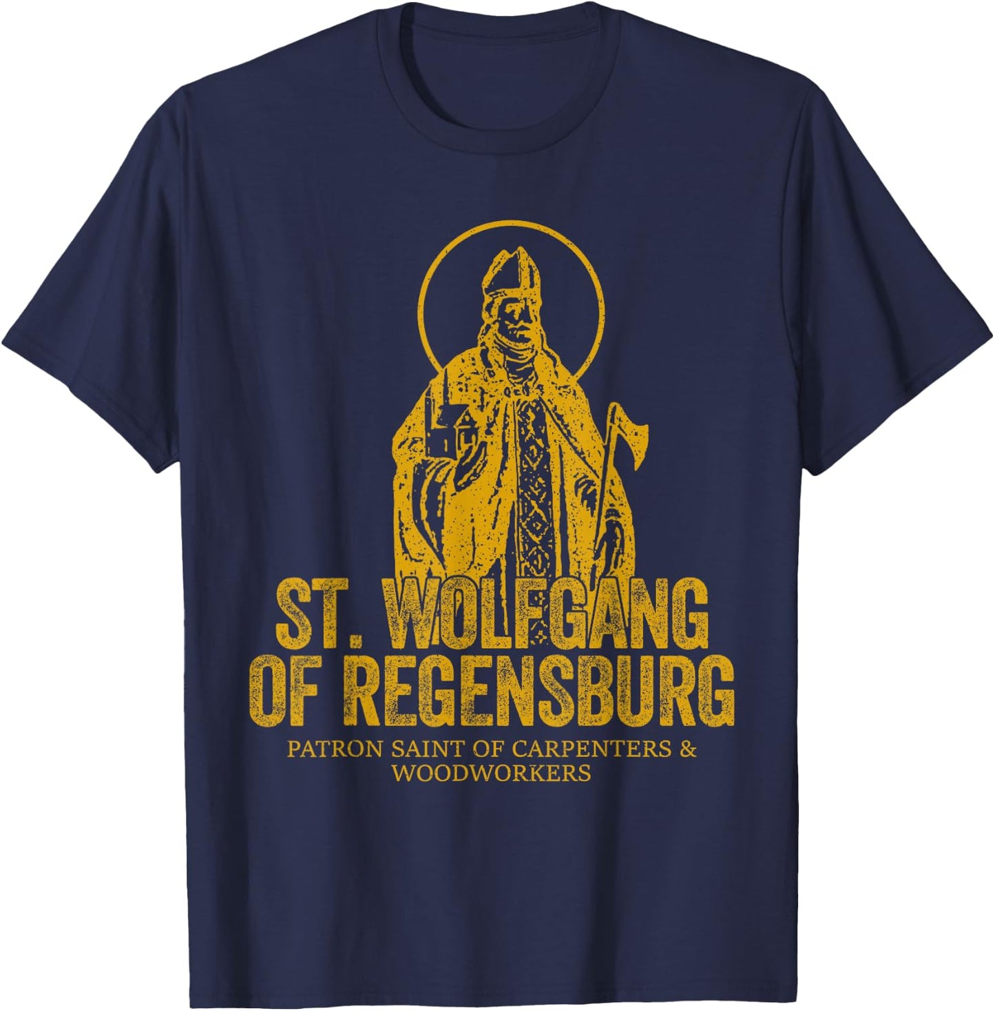 Catholicism Gold St. Wolfgang Of Regensburg Christian Saint T-Shirt - T-Shirt | Navy