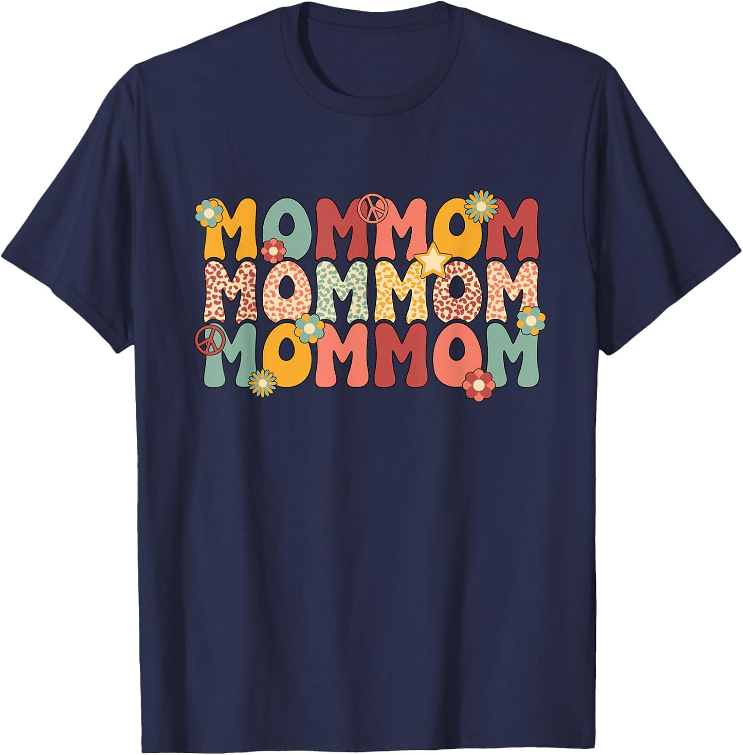 Mommom Grandma Groovy Mommom Grandmother T-Shirt - T-Shirt | Navy