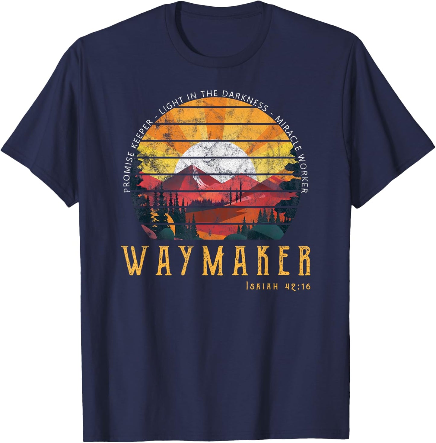 Vintage Waymaker Promise Keeper Miracle Worker Christian T-Shirt - T-Shirt | Navy