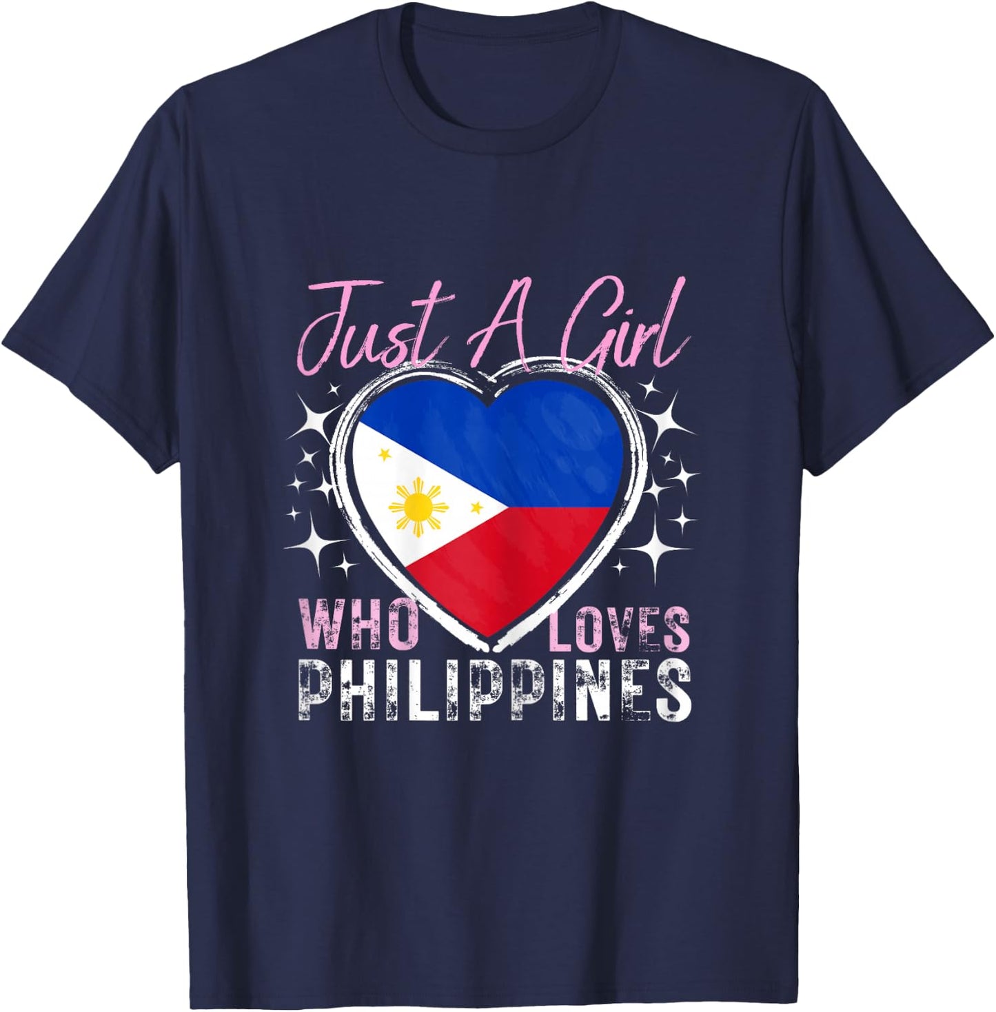 Just A Girl Who Loves Philippines Heart Flag for Girls T-Shirt - T-Shirt | Navy
