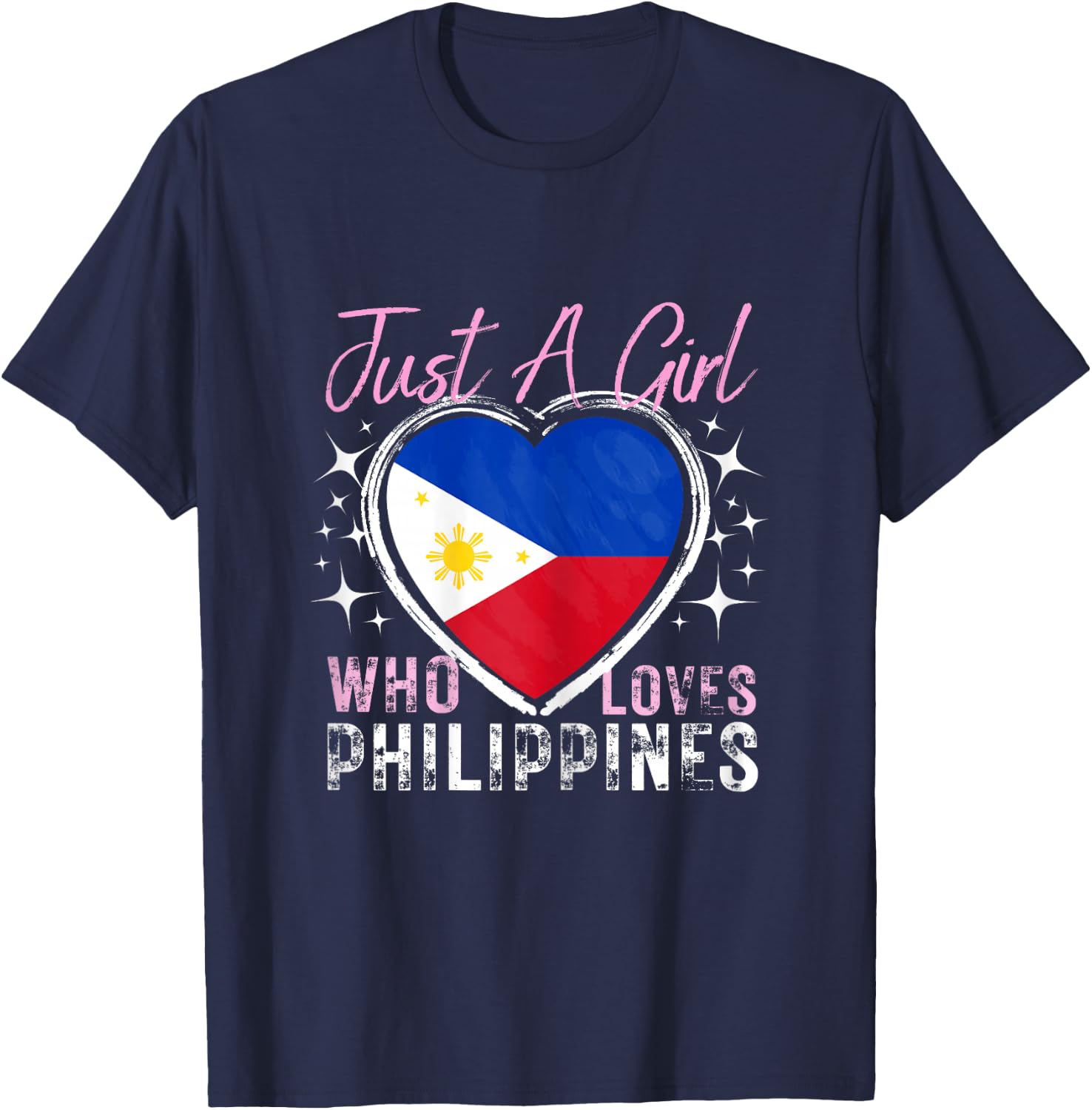 Just A Girl Who Loves Philippines Heart Flag for Girls T-Shirt - T-Shirt | Navy