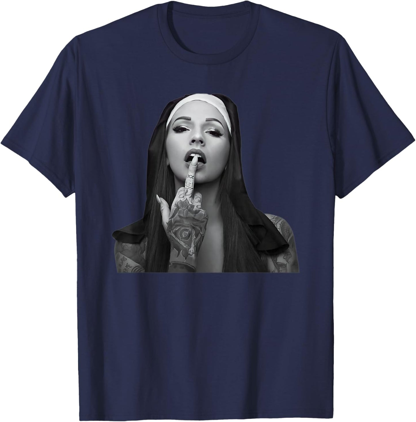 Satanic Nun Tattoos Unholy T-Shirt - T-Shirt | Navy