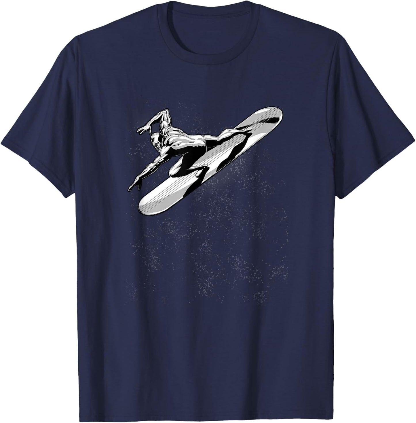 Marvel Fantastic Four Silver Surfer Space Surfing Logo T-Shirt - T-Shirt | Navy