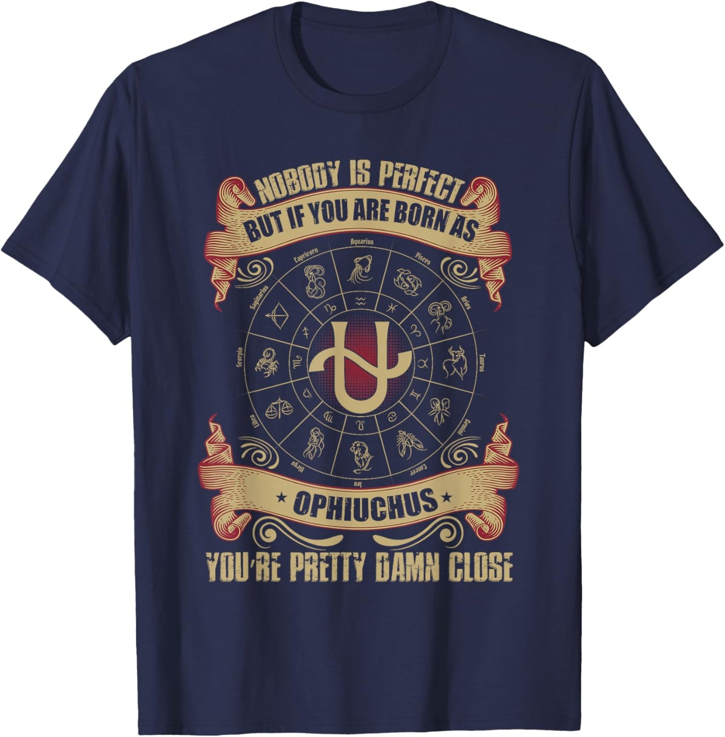 Fancy Ophiuchus November Zodiac Design T-Shirt - T-Shirt | Navy