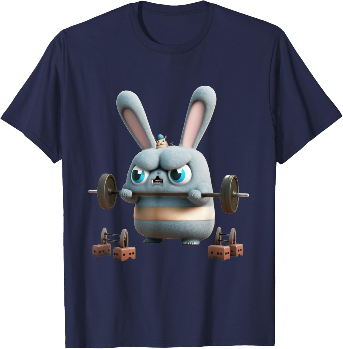 Funny Gym Workout Bunny Fitness Studio Rabbit Cardio Pump T-Shirt - T-Shirt | Navy