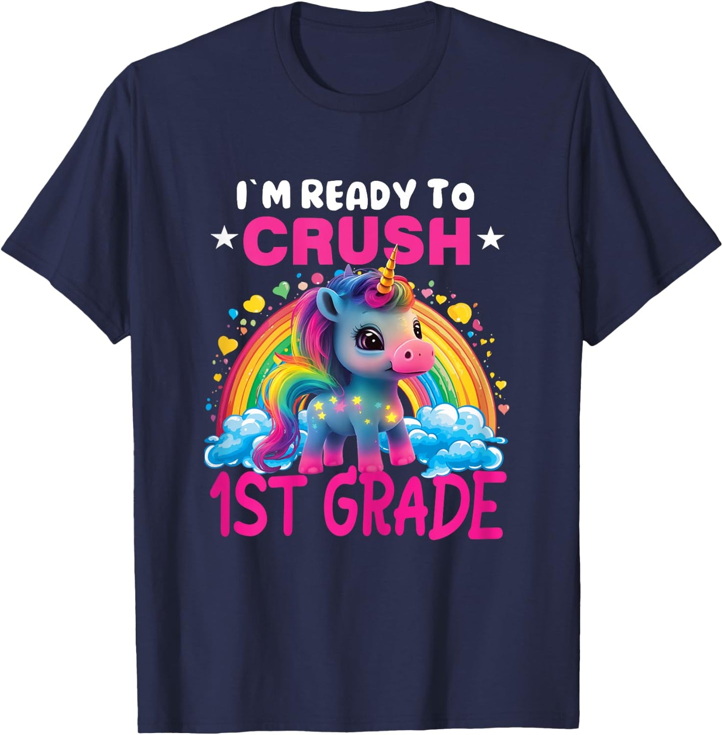 Crush 1st Grade Dabbing Unicorn Back to School Girls Gift T-Shirt - T-Shirt | Navy