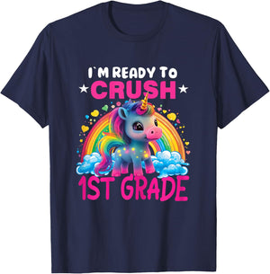 Crush 1st Grade Dabbing Unicorn Back to School Girls Gift T-Shirt - T-Shirt | Navy