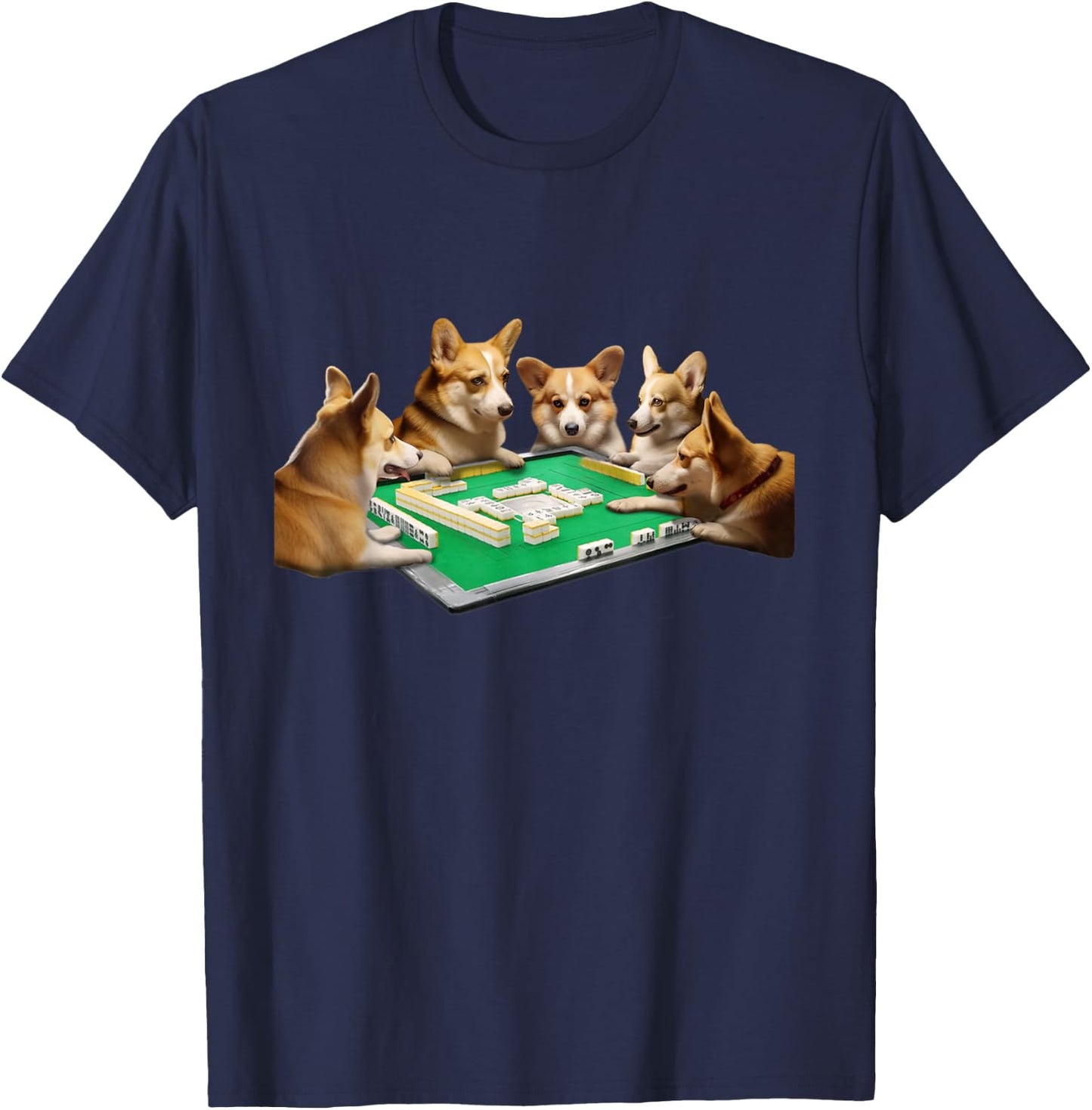 Corgi Dog Mahjongg Funny Dog Letter Men's Funny Clothes Funny Goods Present Neta Jakushi T-Shirt - T-Shirt | Navy