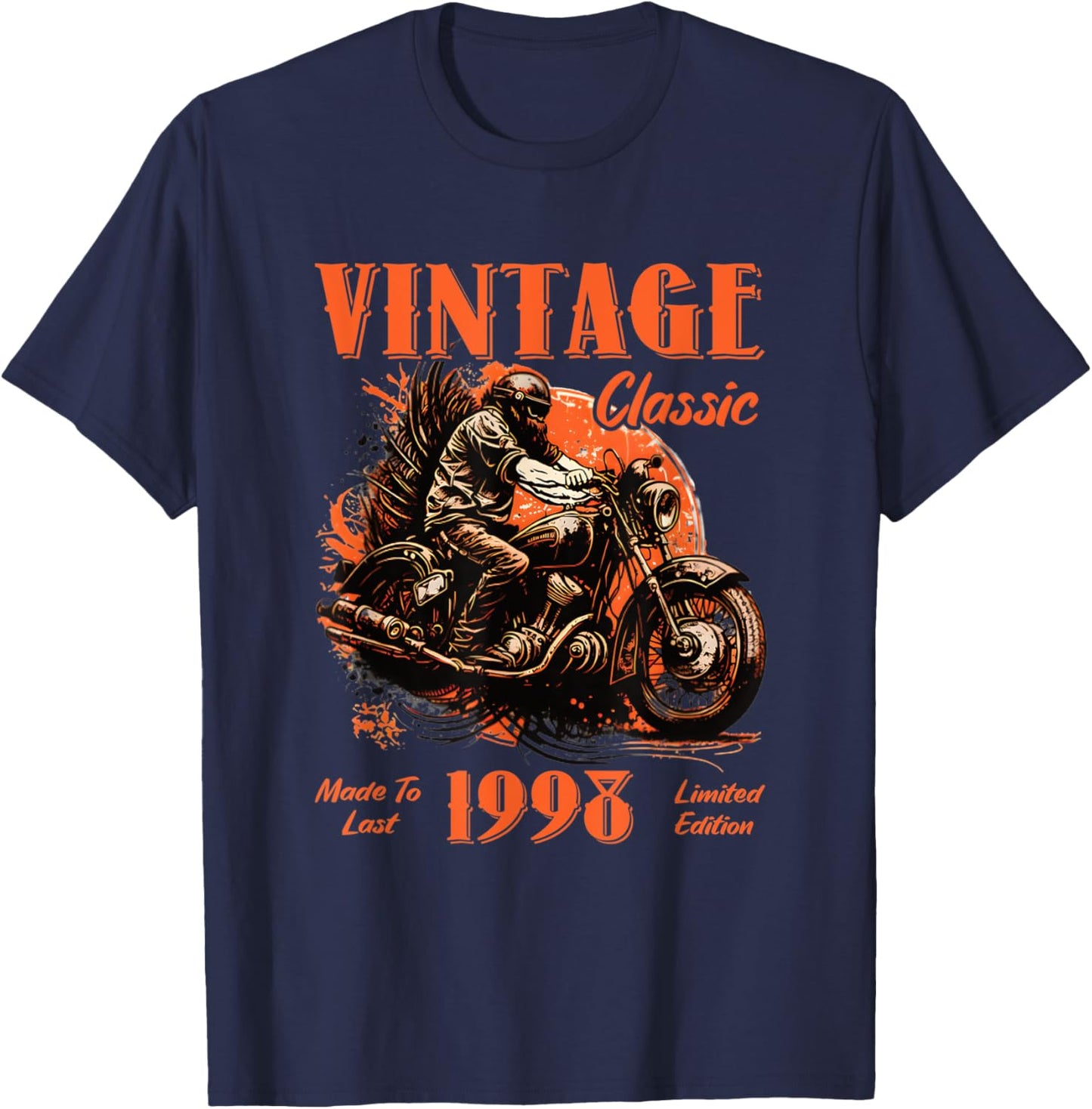 Vintage vintage 1998 birthday classic retro motorcycle T-Shirt - T-Shirt | Navy