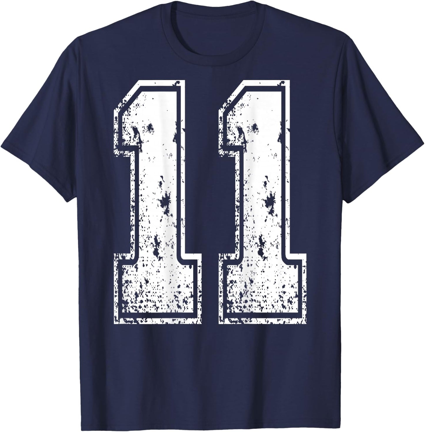 Number 11 Print On Back of Shirt Number 11 Numbered T-Shirt - T-Shirt | Navy