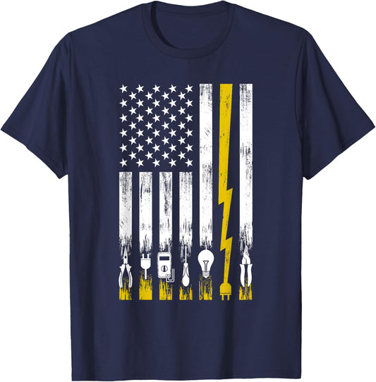 Funny Electrician Art Men Women Electrical Engineer Lineman Small T-Shirt - T-Shirt | Navy