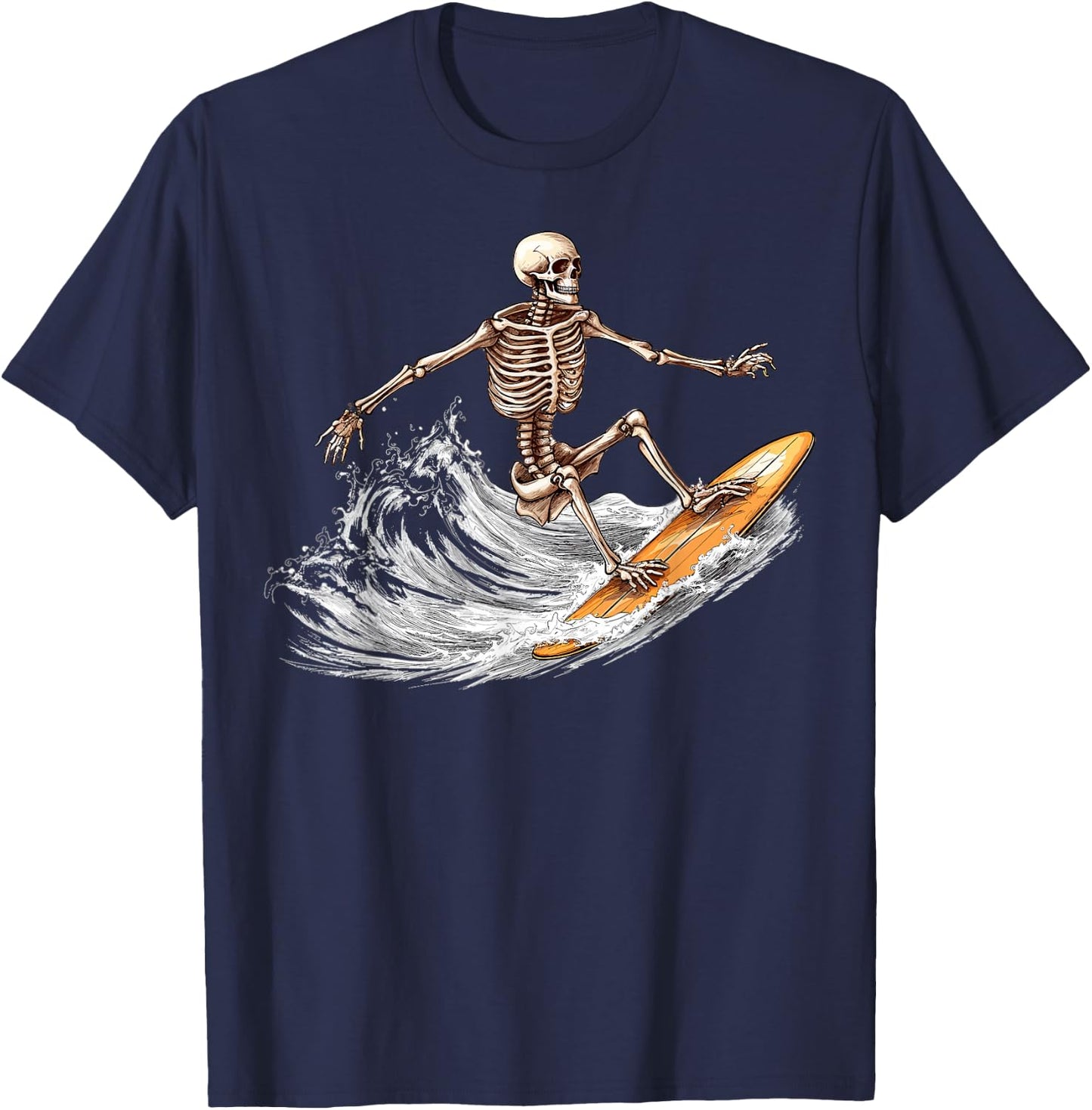 Skeleton Surfer Surfboard Beach Summer Surf Surfing Men Women Kids T-Shirt - T-Shirt | Navy