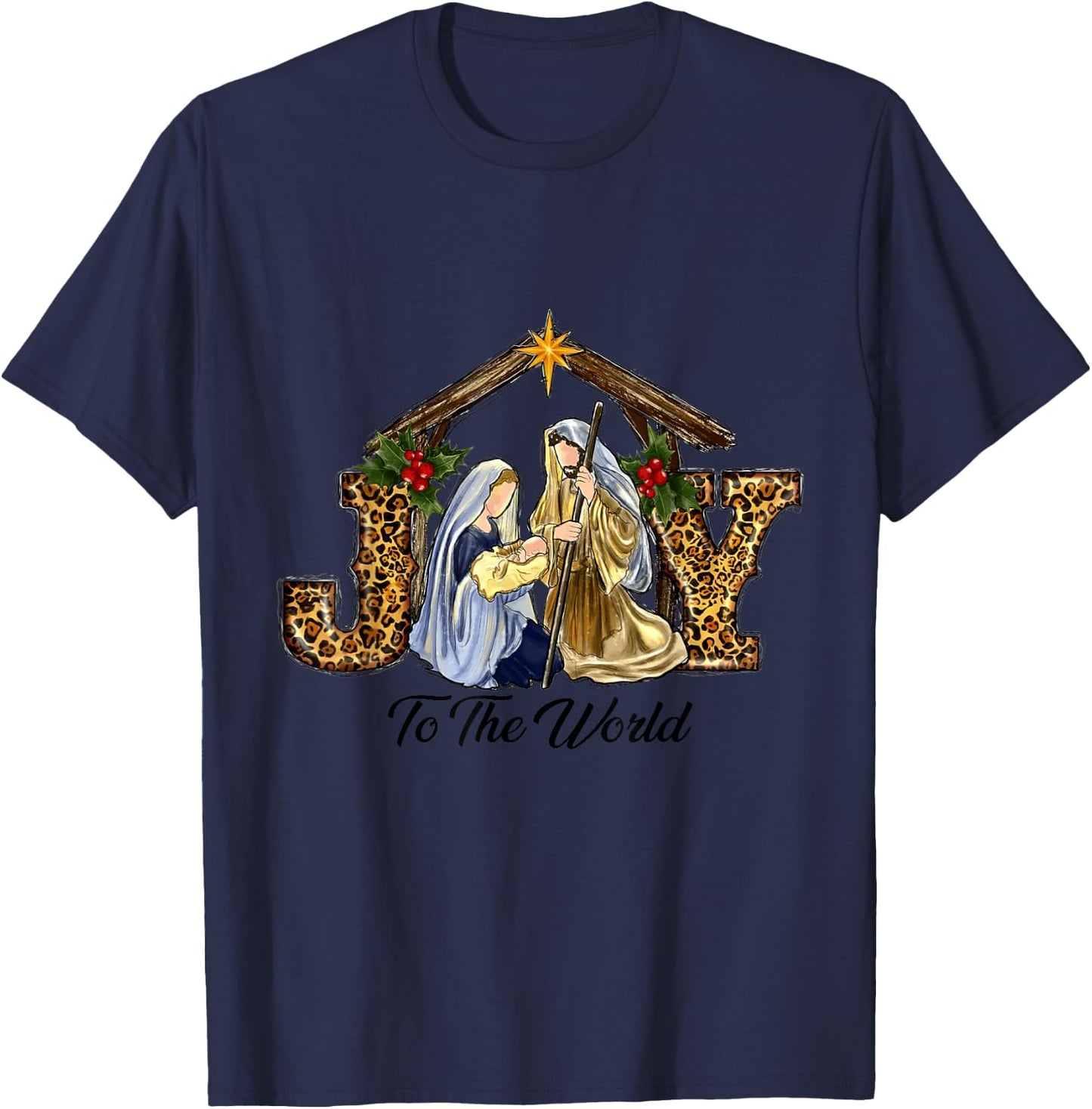 Christmas Joy To The World Baby Jesus Religious Christian T-Shirt - T-Shirt | Navy