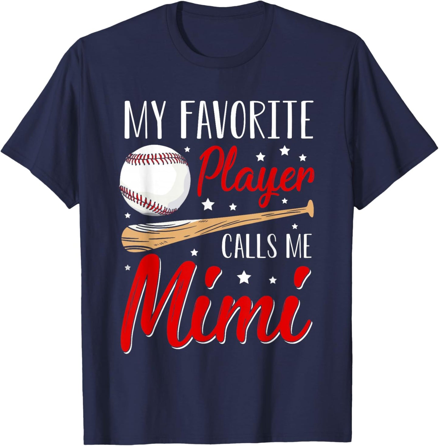 Baseball My Favorite Player Calls Me Mimi Heart Grandma T-Shirt - T-Shirt | Navy