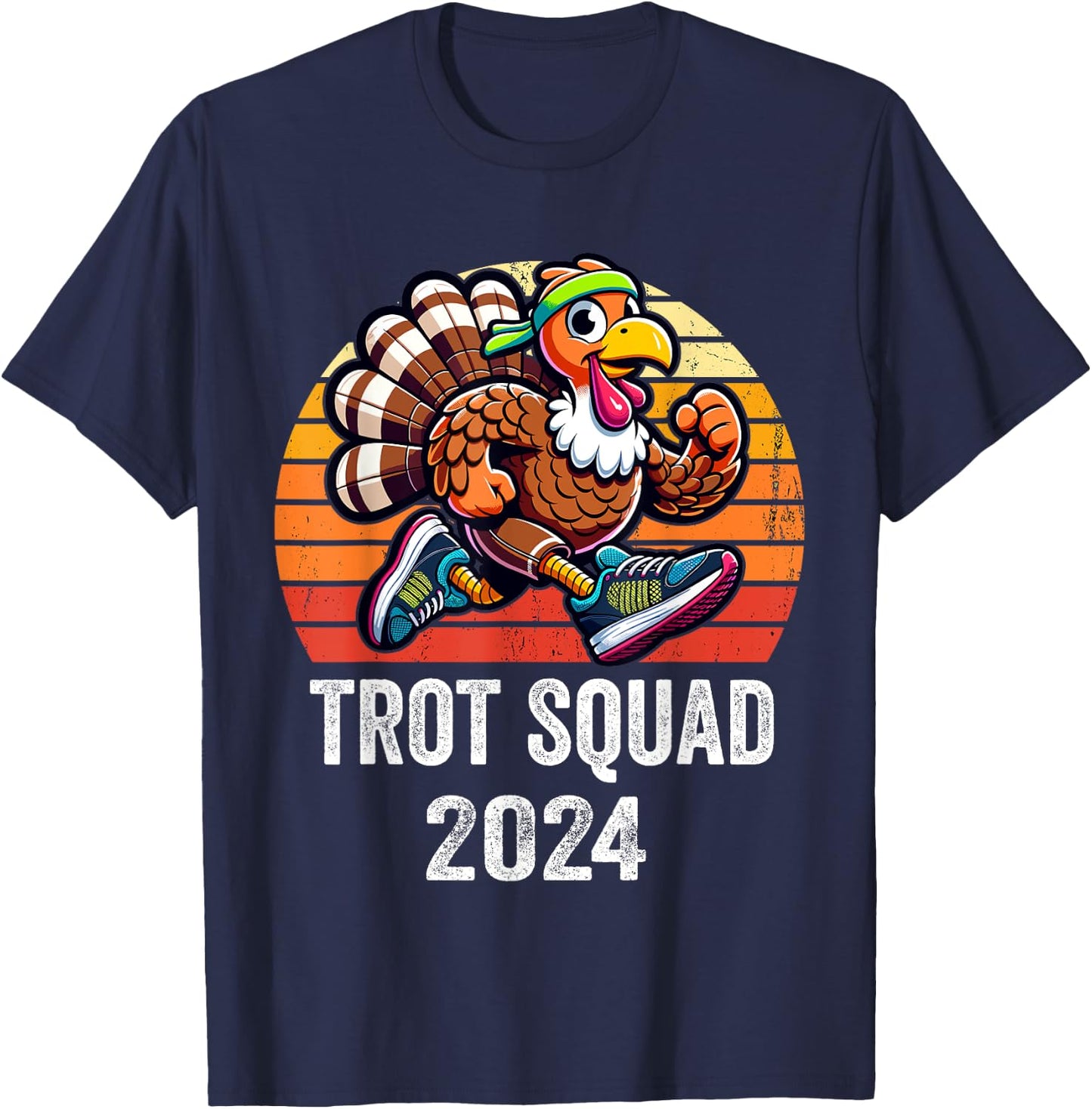 Thanksgiving Turkey Trot Squad 2024 Running Turkey Trot T-Shirt - T-Shirt | Navy