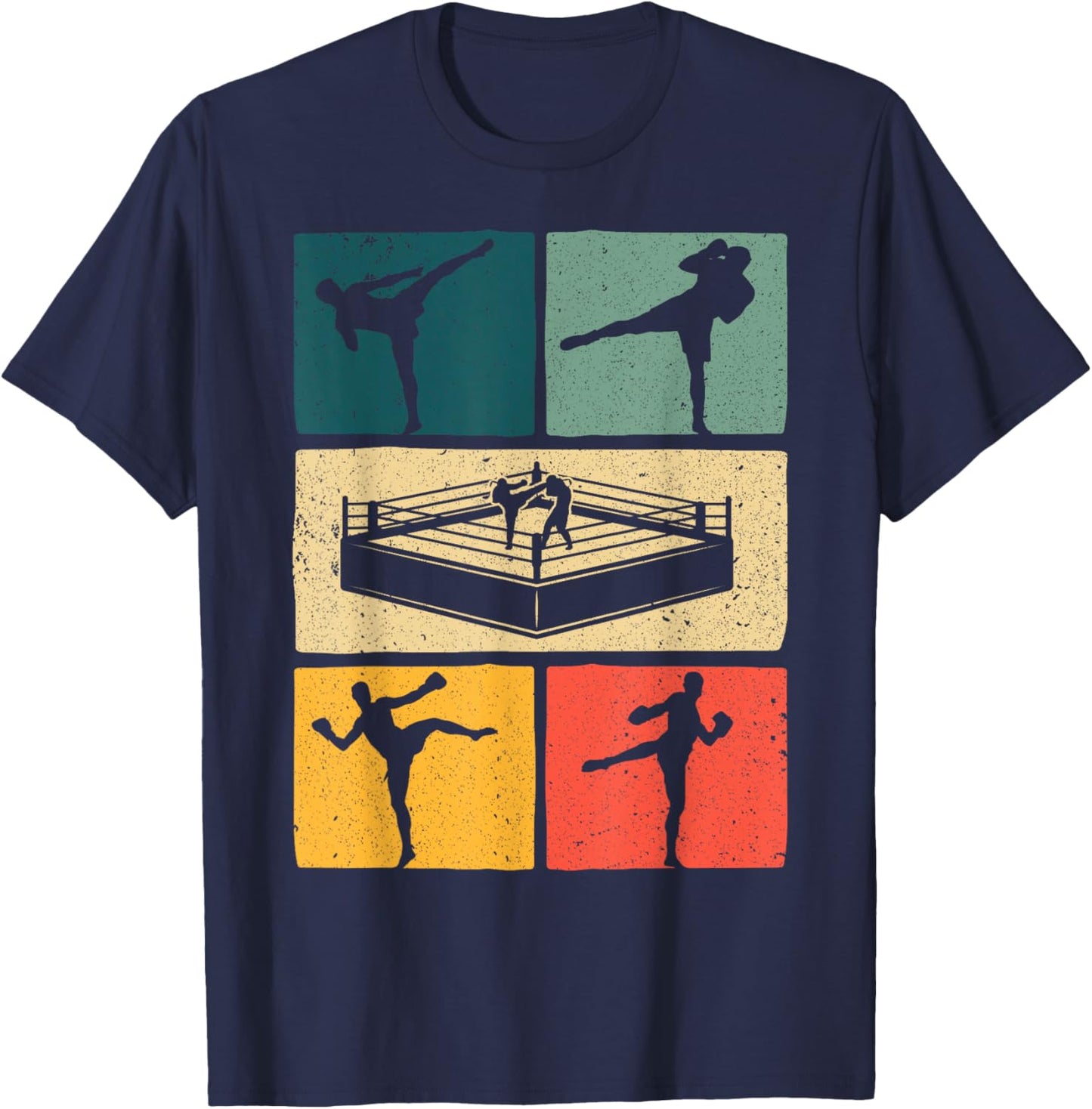 Vintage Kickboxing Art Women Kickboxer Sports Lover T-Shirt - T-Shirt | Navy