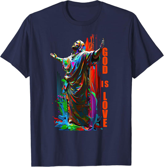 Christ God is Love Graffiti Design for Christian Jesus T-Shirt - T-Shirt | Navy