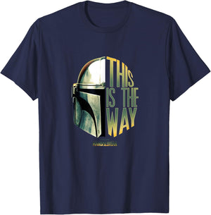 Star Wars: The Mandalorian This Is The Way Helmet Logo Stack T-Shirt - T-Shirt | Navy