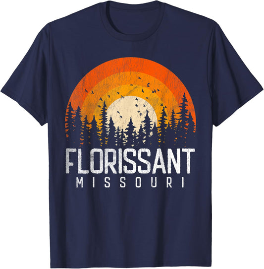 Florissant Missouri MO Shirt Retro Vintage 70s 80s 90s Gift T-Shirt - T-Shirt | Navy