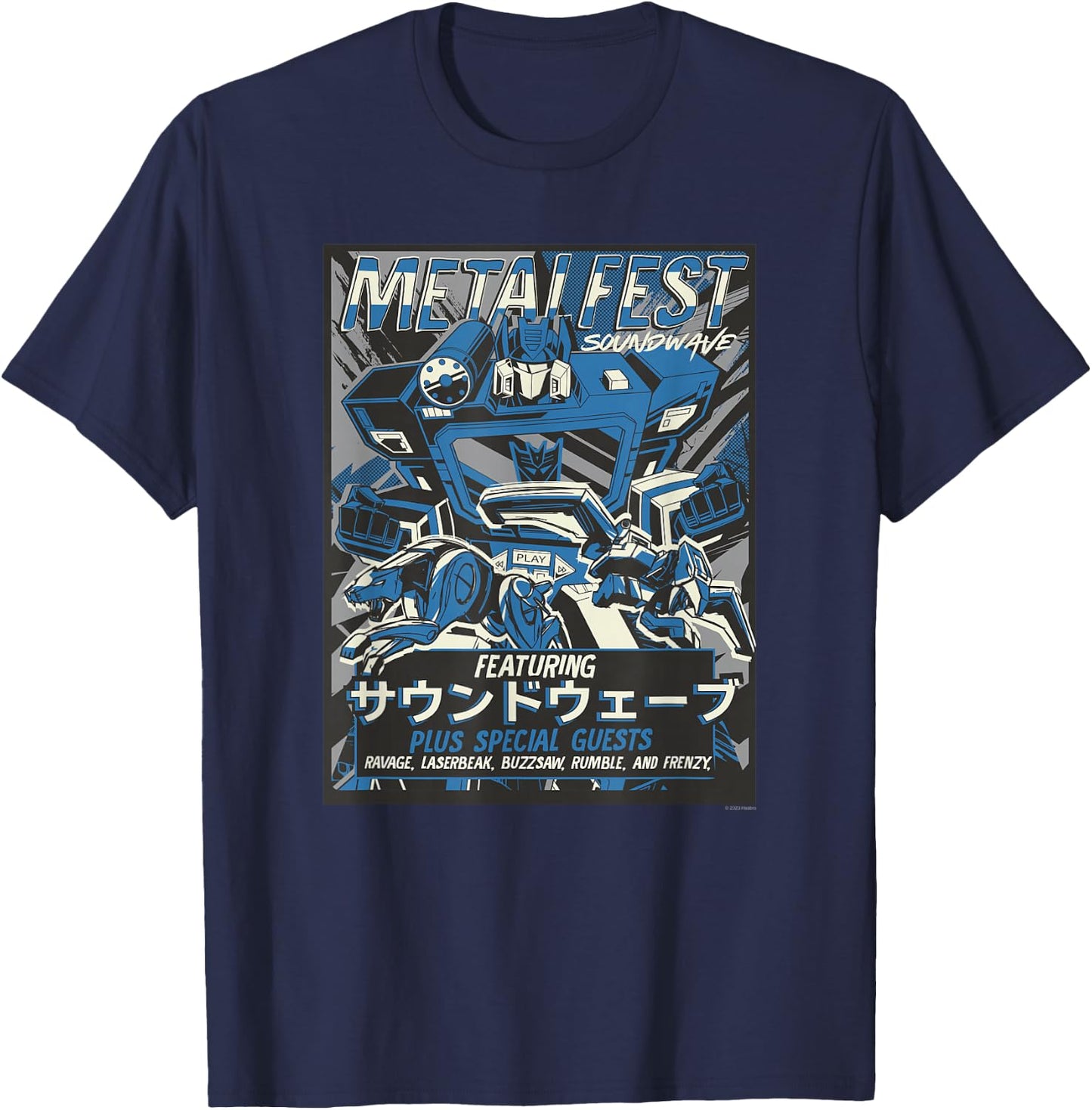 Transformers Metal Fest Soundwave Comic Style Poster T-Shirt - T-Shirt | Navy