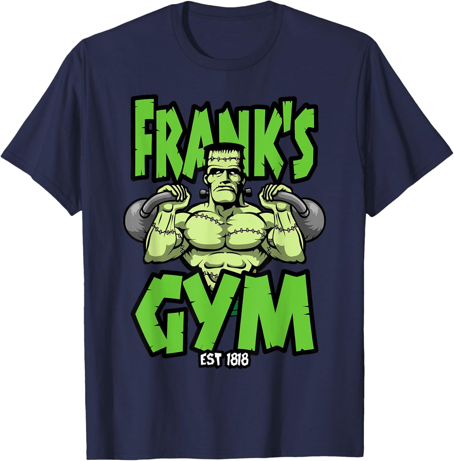 Frankenstein Kettlebell Fitness Gym Halloween Workout T-Shirt - T-Shirt | Navy