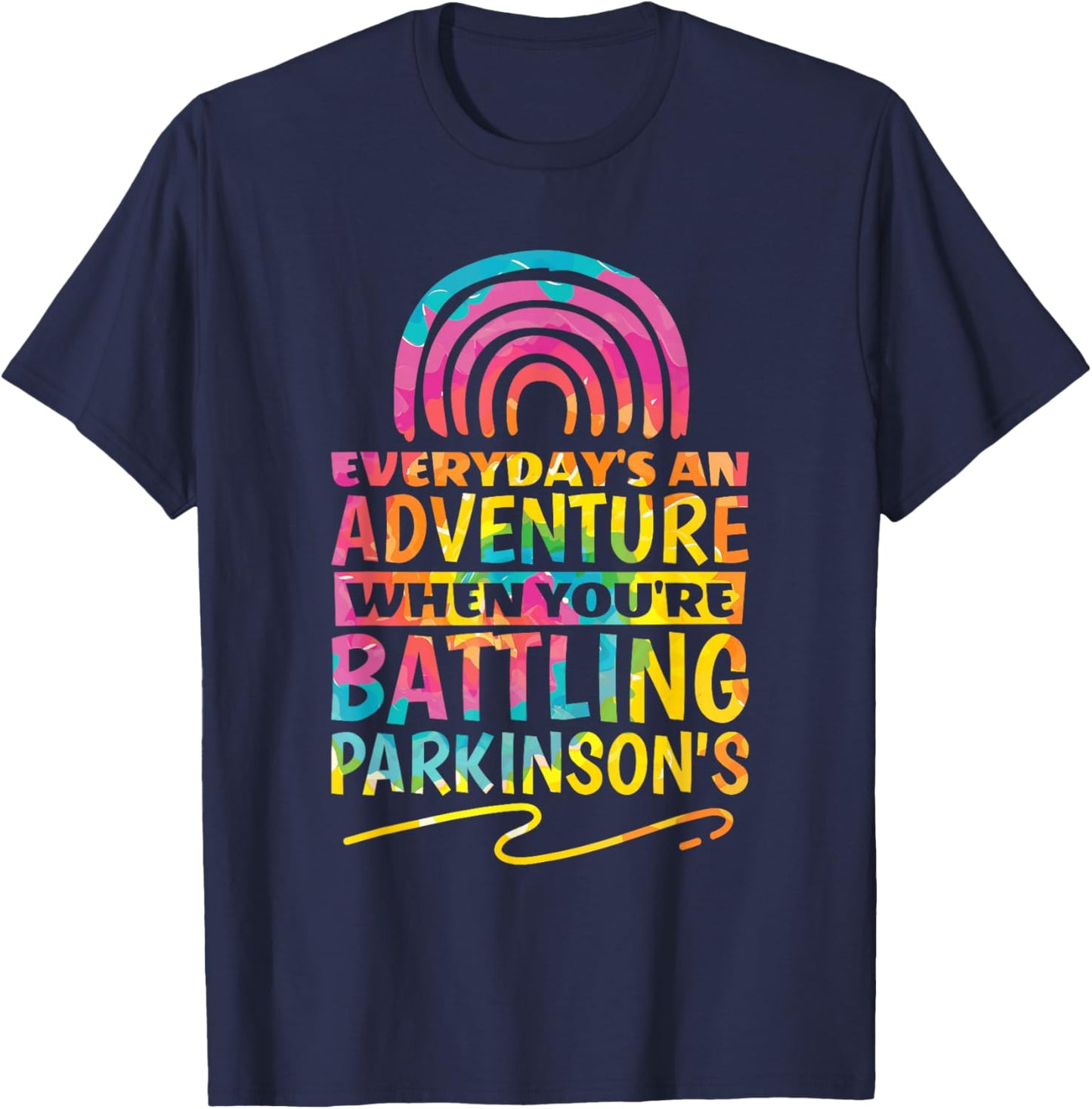 Parkinson Support & Parkinson Warrior Designs Parkinson Quote Design for Parkinson's Awareness Cotton Blend - Black, Small T-Shirt - T-Shirt | Navy