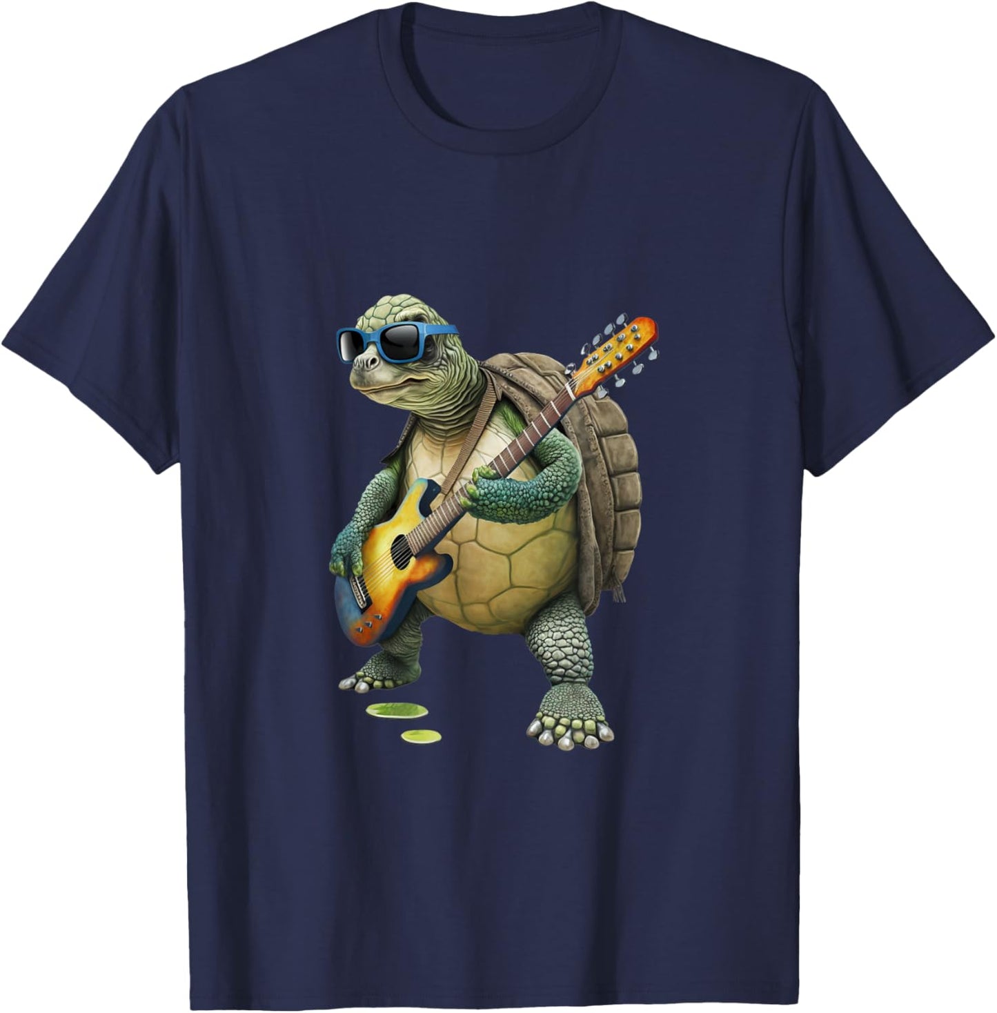 Turtle Playing Electric Guitar - Animal Turtle Lover Guitar T-Shirt - T-Shirt | Navy