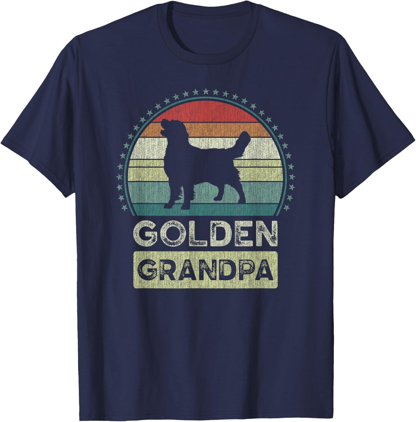 Golden Grandpa Father's Day, Golden Retriever Grandfather T-Shirt - T-Shirt | Navy