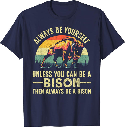 Best Bison Design Women Kids Buffalo Bison Lovers T-Shirt - T-Shirt | Navy