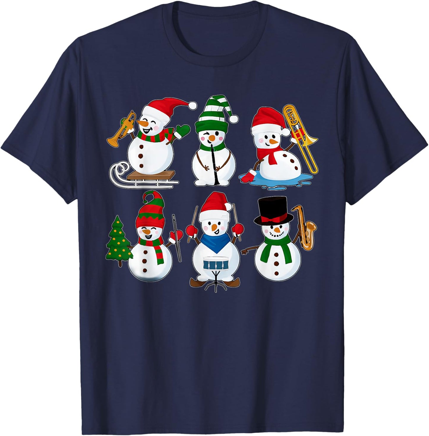 Music Snowman Band Christmas Musical Teacher T-Shirt - T-Shirt | Navy