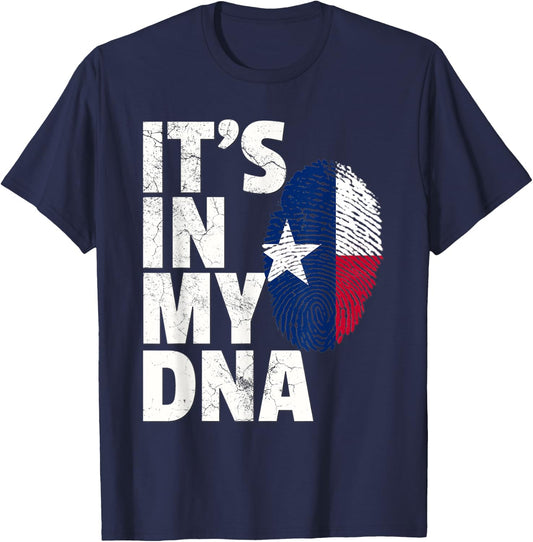 It's In My DNA Texas Fingerprint, Pride Texas America T-Shirt - T-Shirt | Navy
