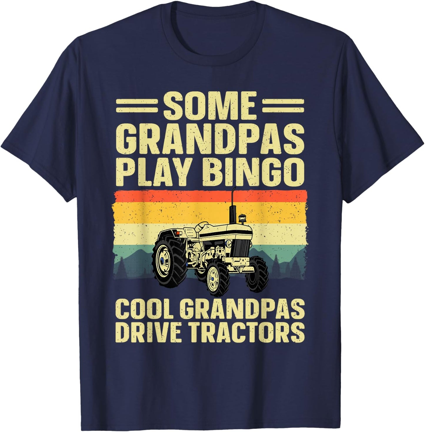 Cool Tractor Art For Grandpa Men Farming Farmer Farm Tractor T-Shirt - T-Shirt | Navy