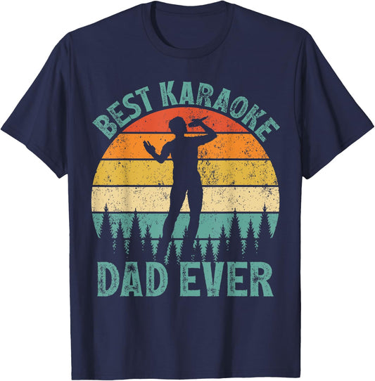 Funny Vintage Best Karaoke Dad Ever Father's Day T-Shirt - T-Shirt | Navy