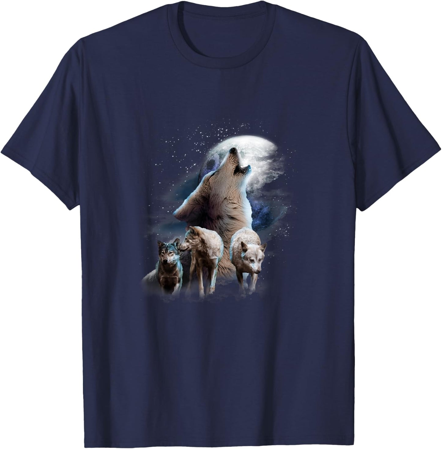 Space Wolves Cosmic Snow Wolf Howling At Moon T-Shirt - T-Shirt | Navy