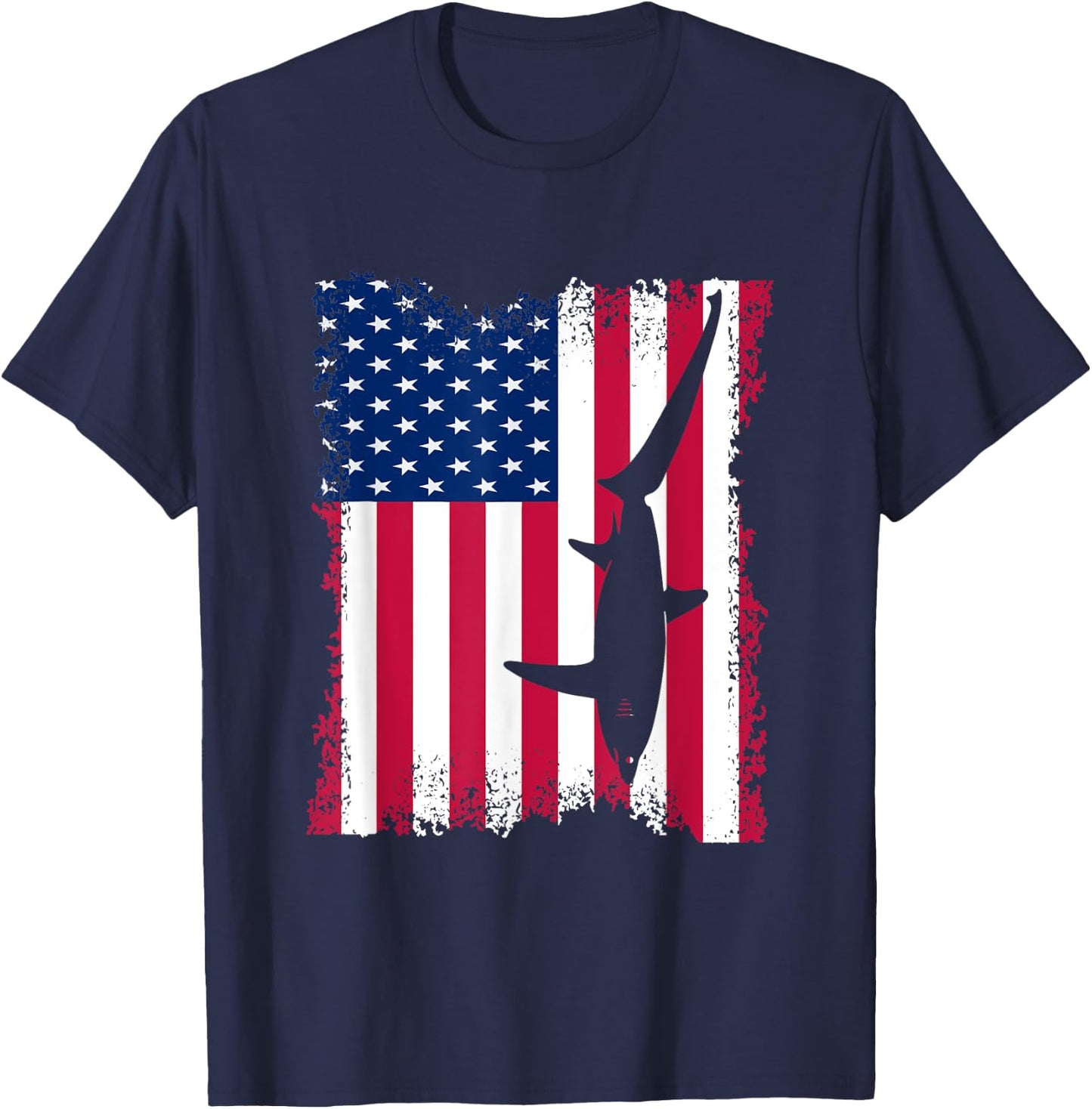 Vintage US Flag Thresher Shark T-Shirt - T-Shirt | Navy