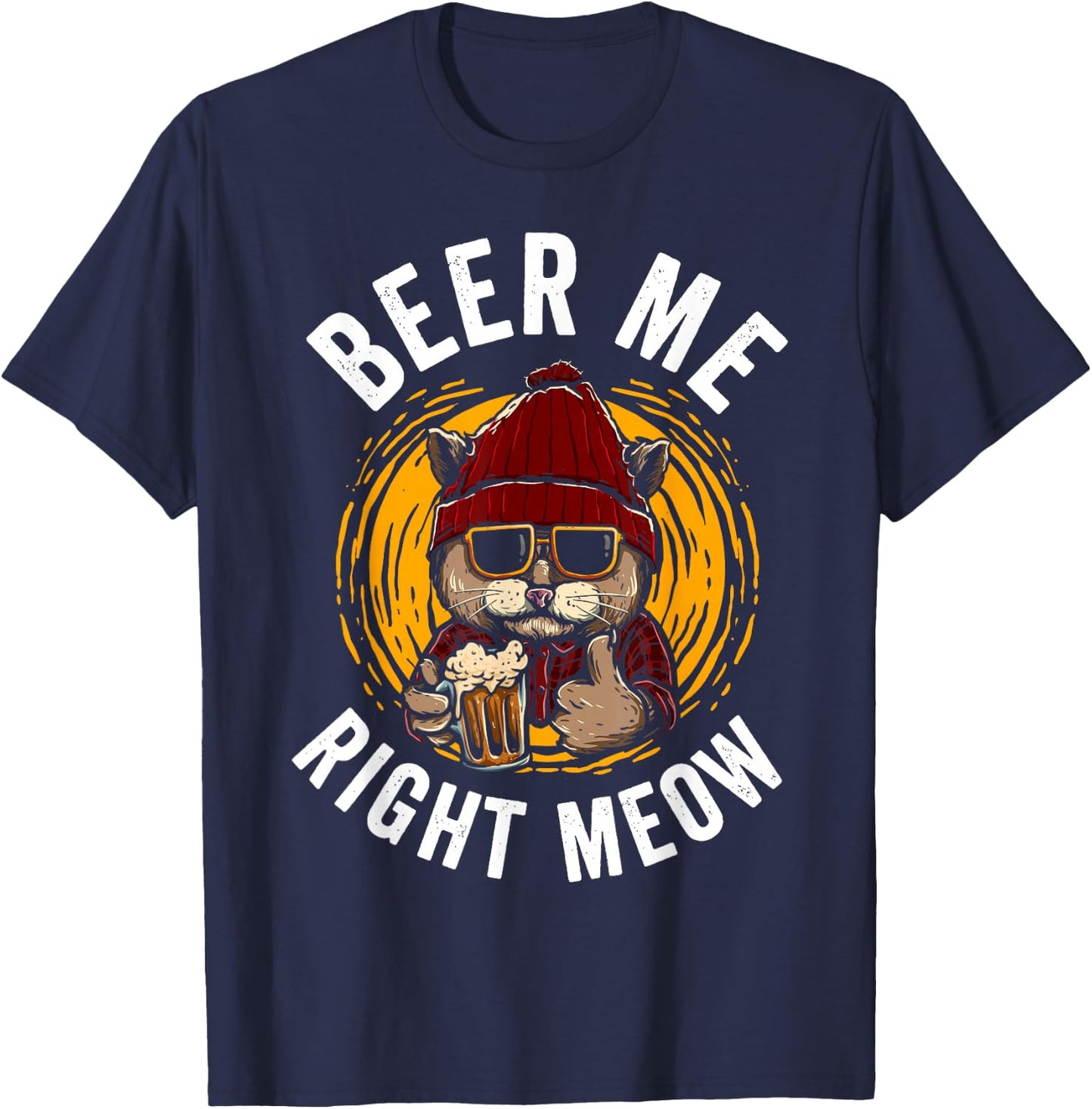 Beer Me Right Meow T-Shirt - T-Shirt | Navy