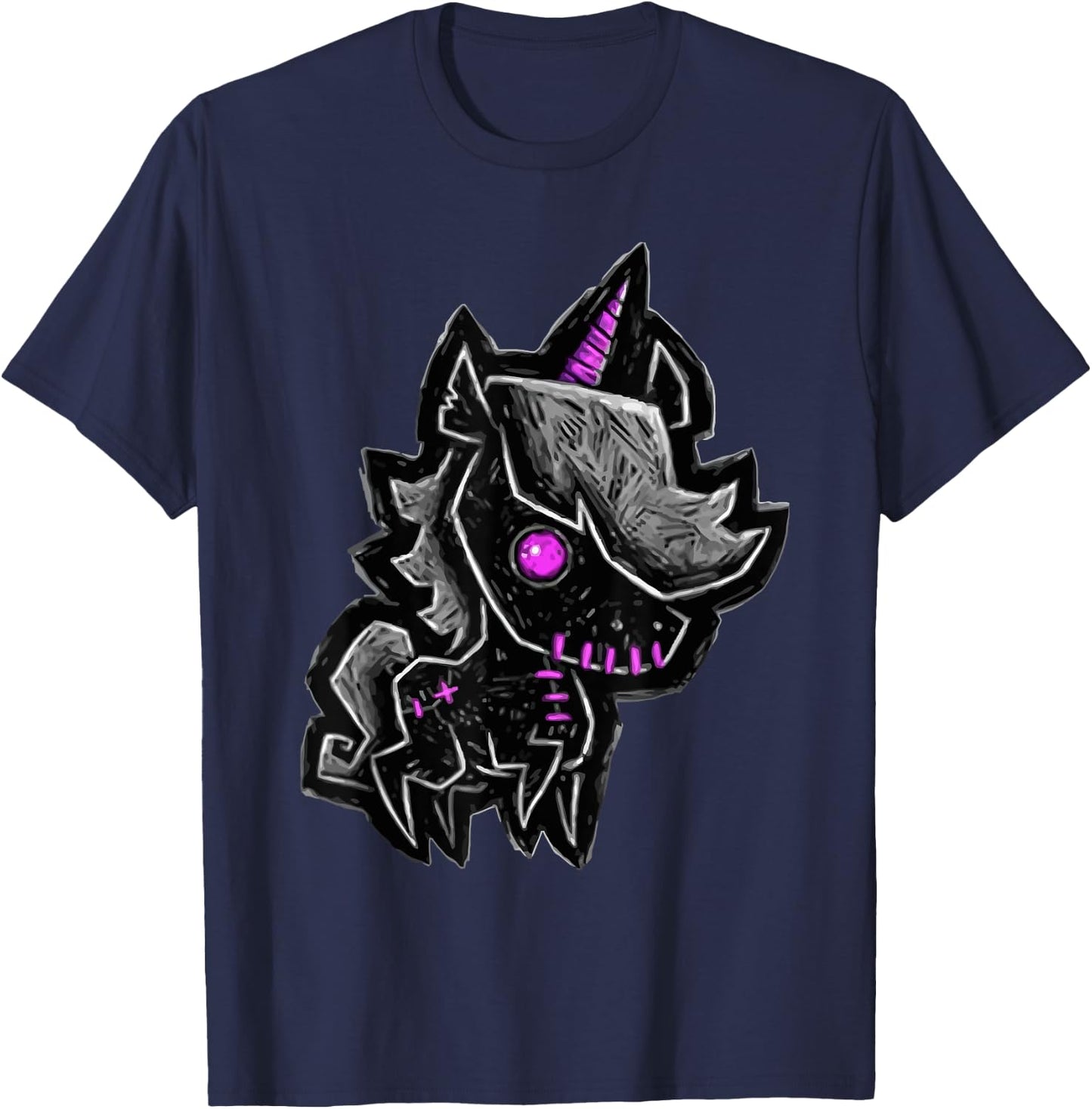 Creepy emo goth teen gothic unicorn graphic T-Shirt - T-Shirt | Navy
