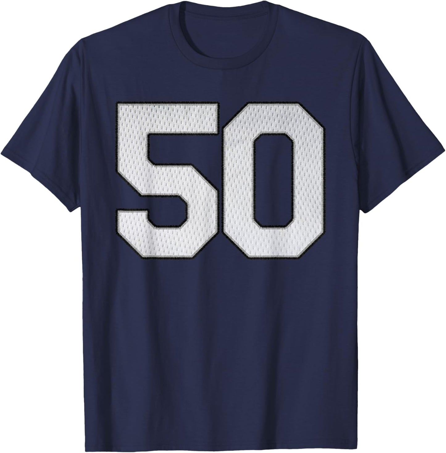 White Jersey Number 50 Athlete Sports Supporter Fanwear T-Shirt - T-Shirt | Navy