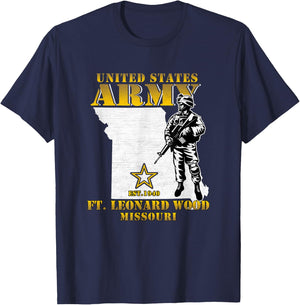 Fort Leonard Wood Missouri Us Army Base Veterans Vintage T-Shirt - T-Shirt | Navy