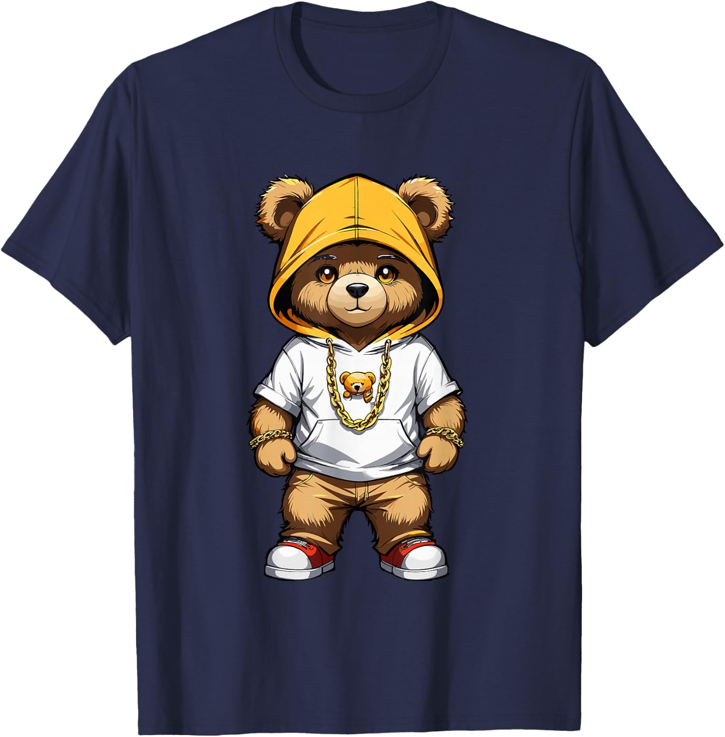 Teddy Bear Gangster in Cool Hip-Hop Outfit T-Shirt - T-Shirt | Navy